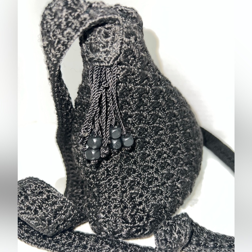 Chic Black Crochet Shoulder Bag - Picture 10 of 12